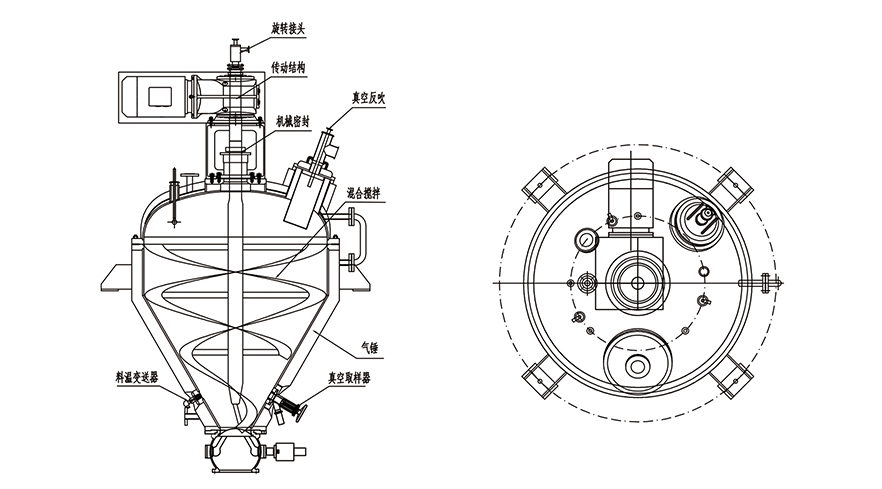筒锥式单锥干燥机|内加热喷液单锥干燥釜|单锥螺旋真空干燥机