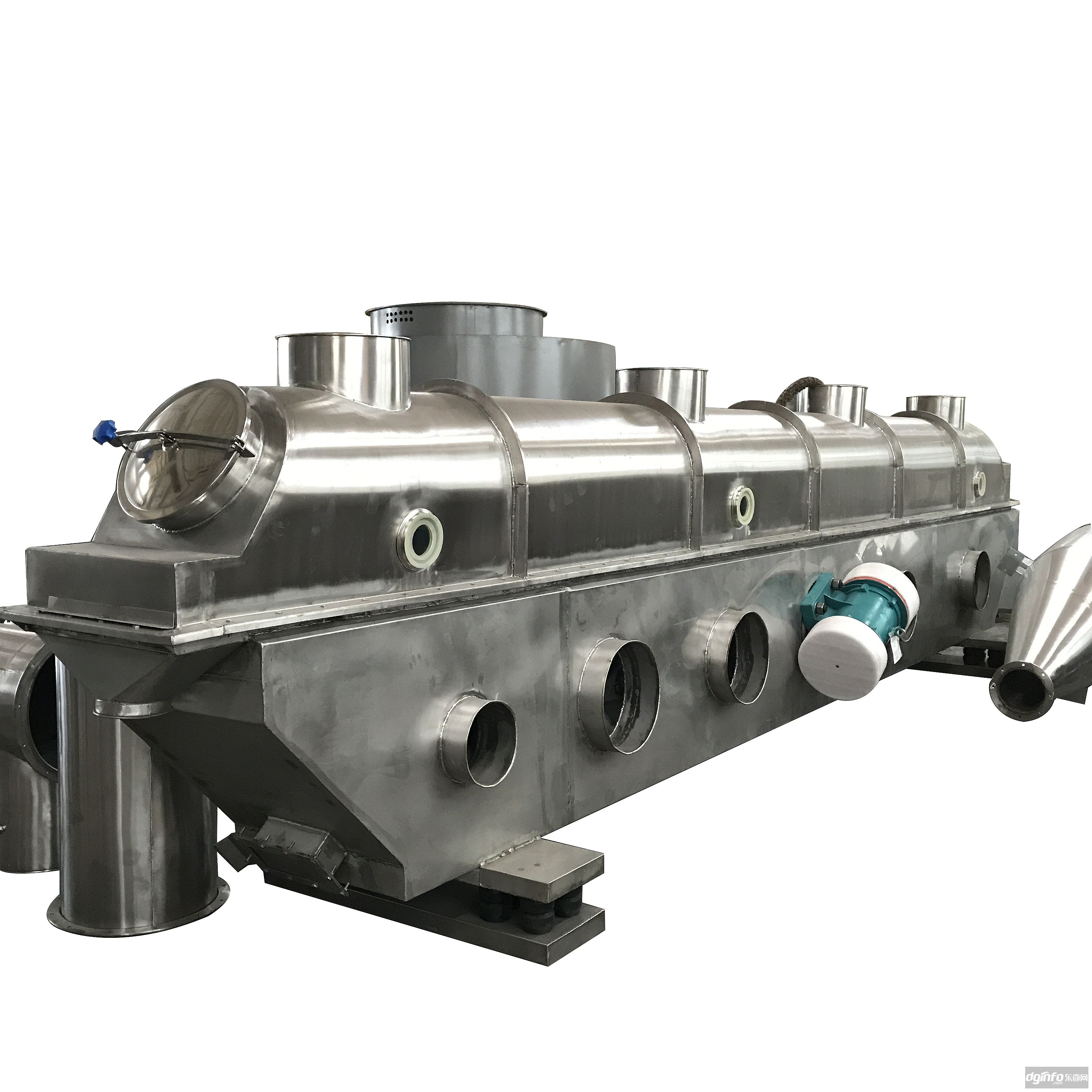 振动流化床干燥机通过气流将物料悬浮，使物料呈现流态化，结合振动力的作用，使物料均匀分布在床层上，避免了物料的粘连或结块现象。柠檬酸这种颗粒状或晶体物料在流态化过程中可以快速、高效地脱除水分。